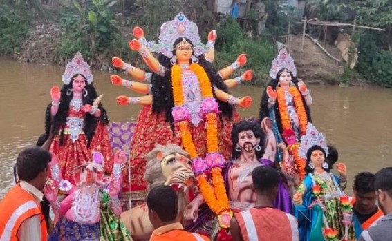 Immersion begins at Dasami-Ghat : Vijaya Dashami marks ending of Durga Puja 2021